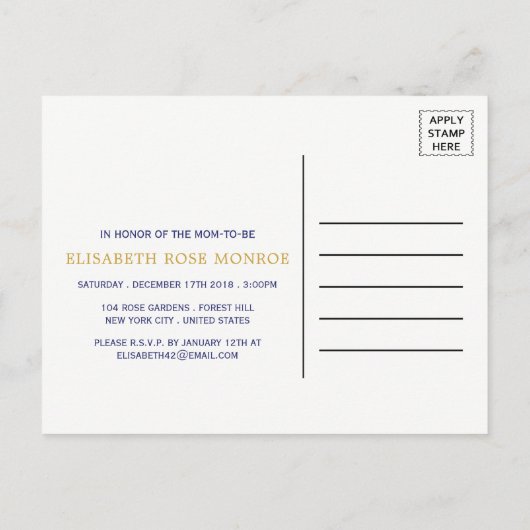 Nautical Anchor Baby shower Invitation Uitnodiging Briefkaart (Achterkant)