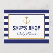 Nautical Anchor Baby shower Invitation Uitnodiging Briefkaart (Voorkant)