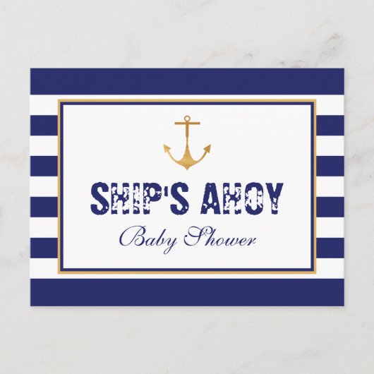 Nautical Anchor Baby shower Invitation Uitnodiging Briefkaart (Voorkant)