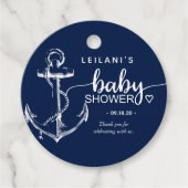 Nautical Anchor Baby shower Navy Blue Gift Labels (Voorkant)