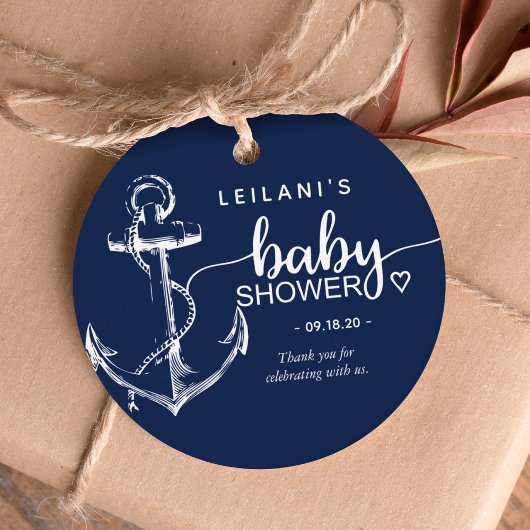 Nautical Anchor Baby shower Navy Blue Gift Labels