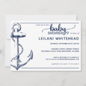 Nautical Anchor Baby shower Navy Blue Kaart (Voorkant)