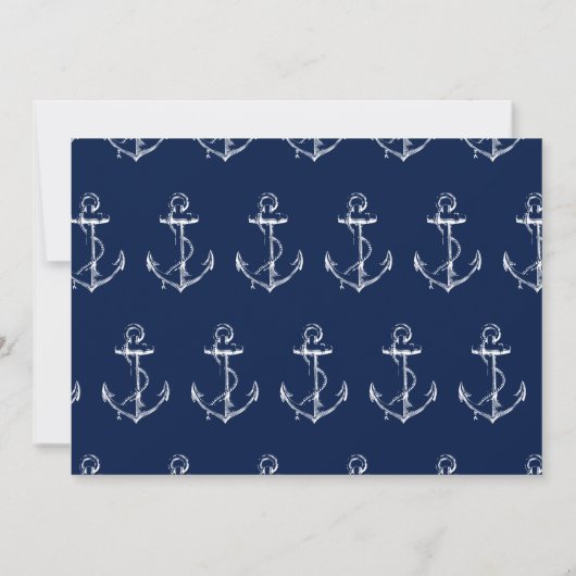 Nautical Anchor Baby shower Navy Blue Kaart (Achterkant)