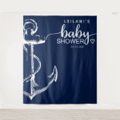 Nautical Anchor Baby shower Navy Blue Wandkleed (Voorkant)