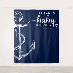 Nautical Anchor Baby shower Navy Blue Wandkleed