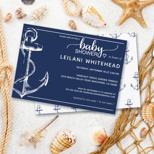 Nautical Anchor Baby shower Navy Kaart