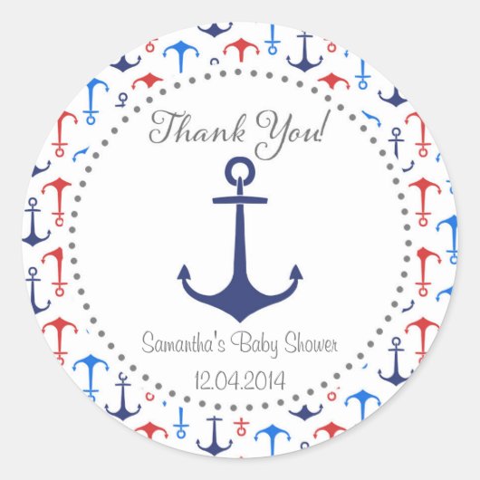 Nautical Anchor Baby shower Sticker (Voorkant)