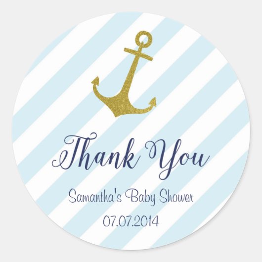 Nautical Anchor Baby shower Sticker (Voorkant)