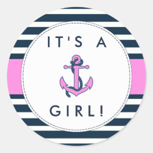 Nautical Anchor Baby shower Stickers - Het is een 