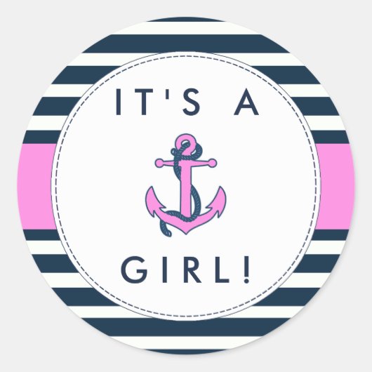 Nautical Anchor Baby shower Stickers - Het is een  (Voorkant)