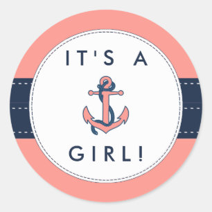 Nautical Anchor Baby shower Stickers - Het is een 