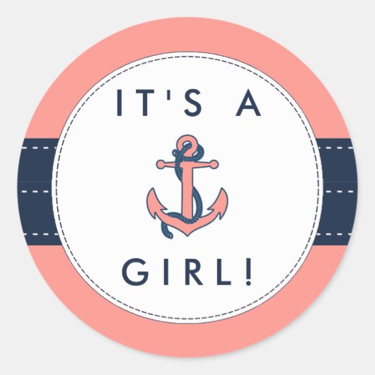 Nautical Anchor Baby shower Stickers - Het is een  (Voorkant)