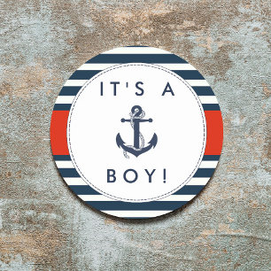Nautical Anchor Baby shower Stickers - Het is een 