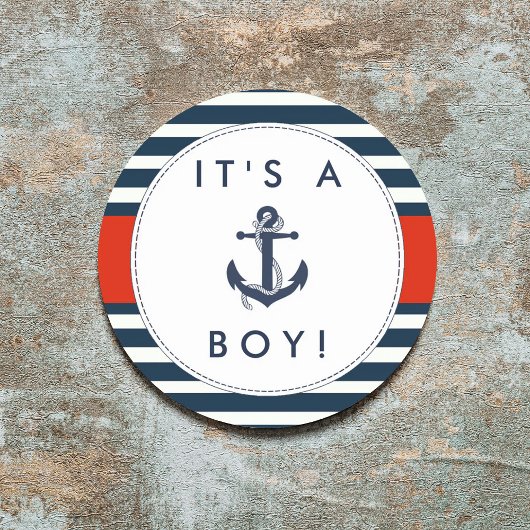 Nautical Anchor Baby shower Stickers - Het is een