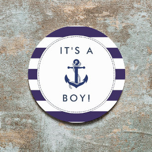 Nautical Anchor Baby shower Stickers - Het is een 