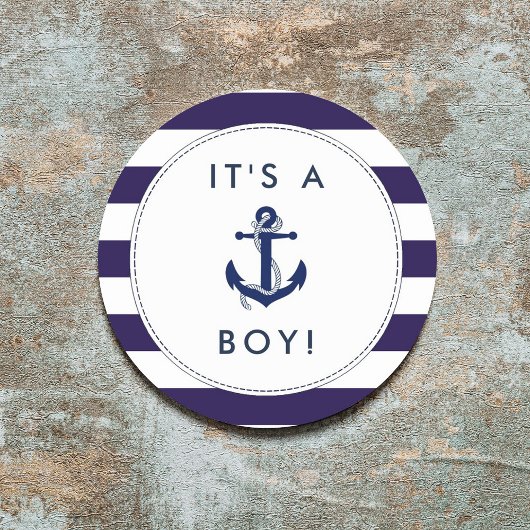 Nautical Anchor Baby shower Stickers - Het is een 