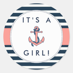 Nautical Anchor Baby shower Stickers - Het is een 