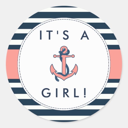 Nautical Anchor Baby shower Stickers - Het is een (Voorkant)