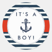 Nautical Anchor Baby shower Stickers - Het is een (Voorkant)