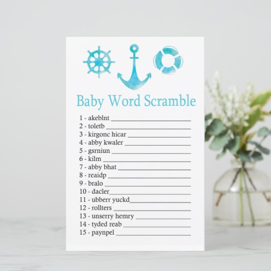 Nautical Anchor Baby word scramble game (Staand voorkant)