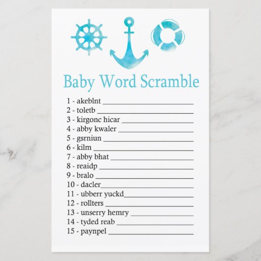 Nautical Anchor Baby word scramble game (Voorkant)