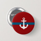 Nautical Anchor Badge Button - Navy Blue & Red (Voorkant /achterkant)