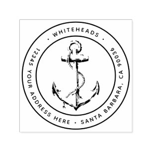 Nautical Anchor Beach Address Zelfinktende Stempel