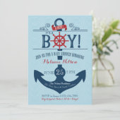 Nautical Anchor Beach Baby shower Invitation Kaart (Staand voorkant)