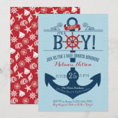 Nautical Anchor Beach Baby shower Invitation Kaart (Voorkant / Achterkant)