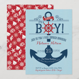 Nautical Anchor Beach Baby shower Invitation Kaart