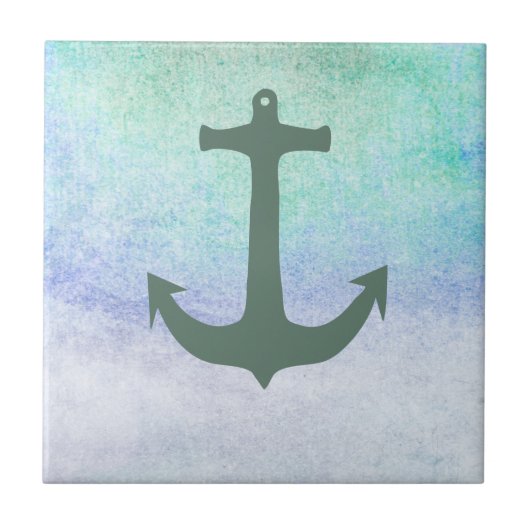 Nautical Anchor Beach Blue Summer Tegeltje (Voorkant)