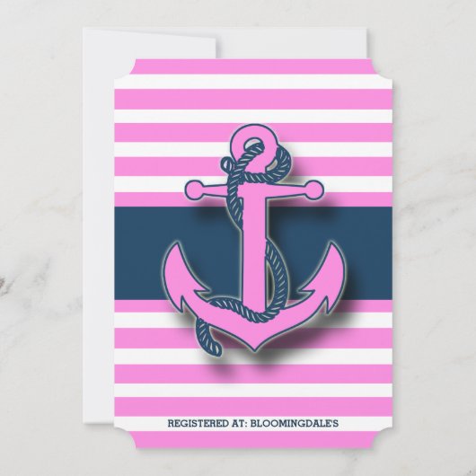Nautical Anchor Beach Bridal Shower Invitations Kaart (Achterkant)