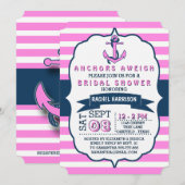 Nautical Anchor Beach Bridal Shower Invitations Kaart (Voorkant / Achterkant)