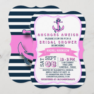 Nautical Anchor Beach Bridal Shower Invitations Kaart