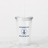 Nautical Anchor Beach House Name Acryl Drinkbeker (Voorkant)