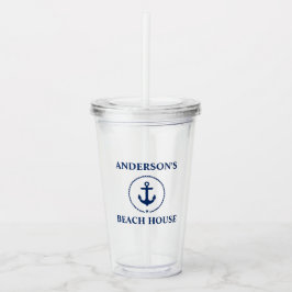 Nautical Anchor Beach House Name Acryl Drinkbeker
