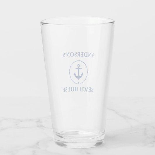 Nautical Anchor Beach House Name Glas (Achterkant)