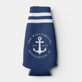 Nautical Anchor Beach House Navy Blue Flesjeskoeler (Voorkant)