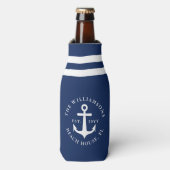 Nautical Anchor Beach House Navy Blue Flesjeskoeler (Fles Voorkant)