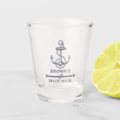 Nautical Anchor Beach of Lake House familienaam Shot Glas (Voorkant)