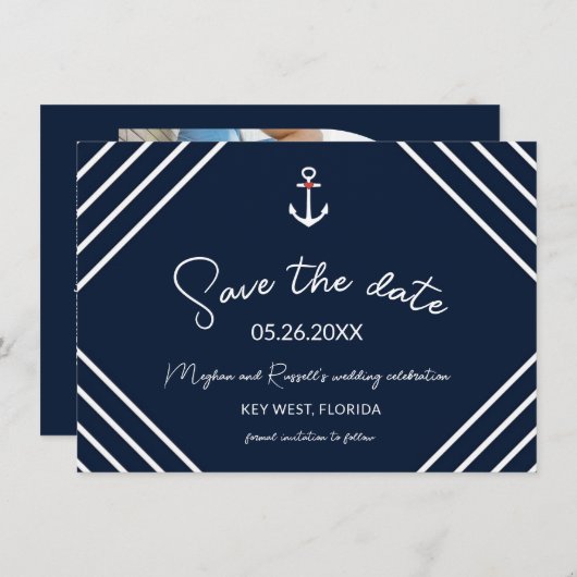 Nautical Anchor Beach Wedding Save the Date (Voorkant / Achterkant)
