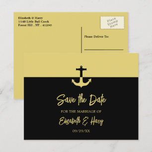 Nautical Anchor, Beach Wedding Save the Date Briefkaart