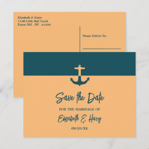 Nautical Anchor, Beach Wedding Save the Date Briefkaart