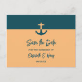 Nautical Anchor, Beach Wedding Save the Date Briefkaart (Voorkant)