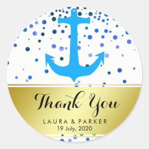 Nautical Anchor Bedankt voor je bruiloft blauwe Co Ronde Sticker