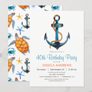 Nautical Anchor Birthday Party Invitation Kaart