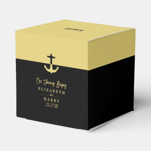 Nautical Anchor - Black Gold - Beach Weddenschap Bedankdoosjes (Achterkant)