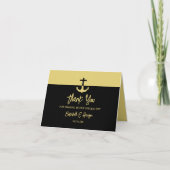 Nautical Anchor - Black Gold - Beach Weddenschap Bedankkaart (Voorkant)