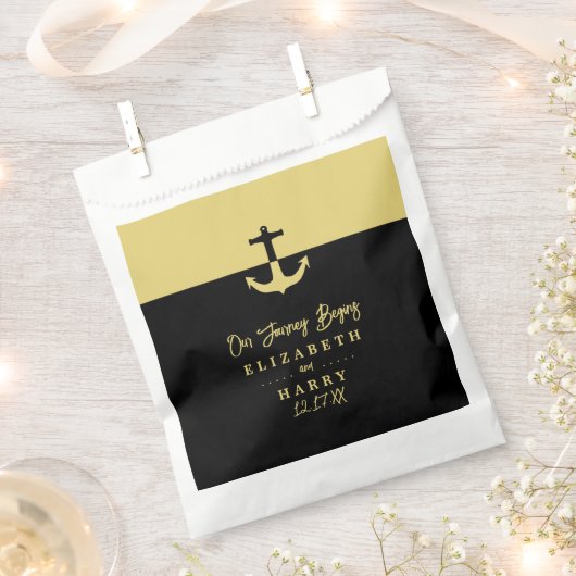 Nautical Anchor - Black Gold - Beach Weddenschap Bedankzakje (Geknipt)