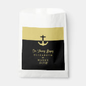 Nautical Anchor - Black Gold - Beach Weddenschap Bedankzakje (Voorkant)